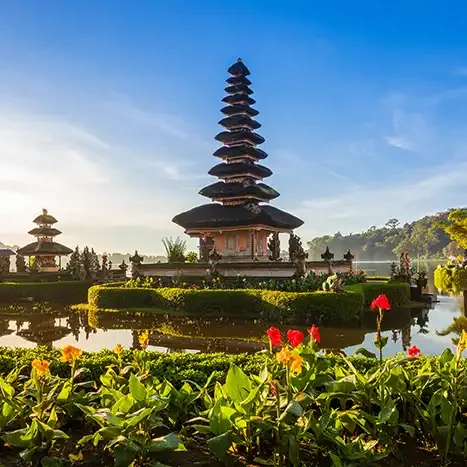 Famous Bratan Temple on the lake Bali Indonesia