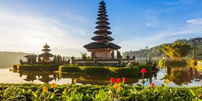 Famous Bratan Temple on the lake Bali Indonesia